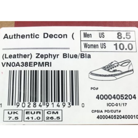 Vans Authentic Decon Leather Zephyr Blue Shoes🌹 - Picture 4 of 4